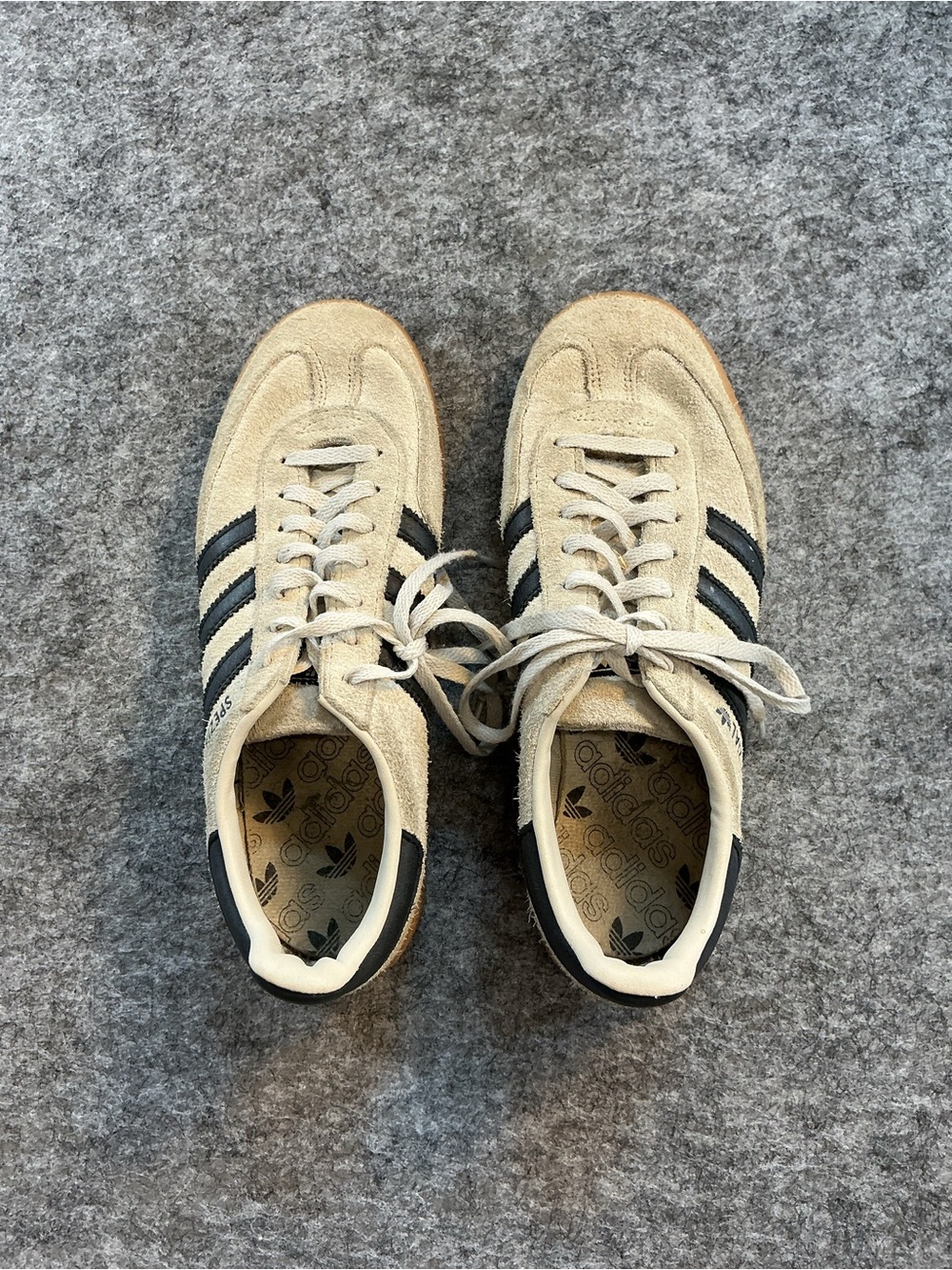 Adidas Beige Sambas Suede Sneakers with Black Stripes Size 7